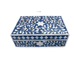 Boîte à bijoux en marbre incrusté de MOP exquise stockage de luxe à la demande de l'Inde pour les vêtements et la salle de bain - Product Image 5