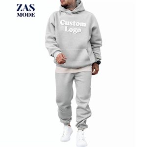 ชุดวอร์มผ้าฟลีซ 350 GSM ทรงหลวมสำหรับผู้ชาย ใส่ได้ในฤดูหนาว รับสกรีนโลโก้ด้วยโฟม ชุดฮู้ดดี้และกางเกงขายาวทรงโอเวอร์ไซส์สำหรับทุกเพศ - Product Image 1