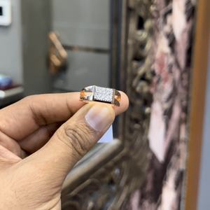 Declaración para hombre 14K 18K oro Real diamante tercero certificado redondo corte brillante boda banda diseñador hecho a mano joyería fina - Product Image 2