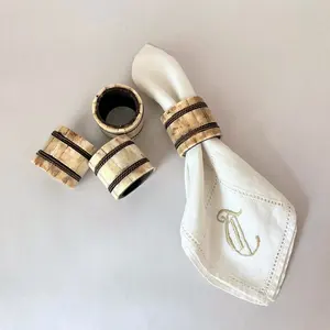 Anneaux de serviette vintage écologiques sculptés à la main en os de chameau, laiton, os de bovin naturel, bandes métalliques de haute qualité, thème animalier et nautique pour la maison - Product Image 4