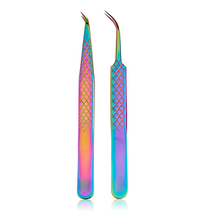 Pinzas para pestañas con punta de fibra con logotipo impreso 45 75 90 grados Nano Grip Pinzas de extensión de pestañas con etiqueta privada personalizada - Product Image 1