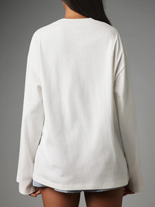 T-shirt à manches longues pour femme, décontracté, coupe oversize, avec motif graphique, style streetwear, haut tendance, fournisseur de designs personnalisés en gros - Product Image 2
