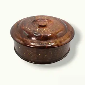 Premium Handcrafted Wooden Casserole <b>Box</b> for Elegant <b>Food</b> Presentation Heat Retention for Kitchen Weddings <b>Parties</b> From India - Product Image 1