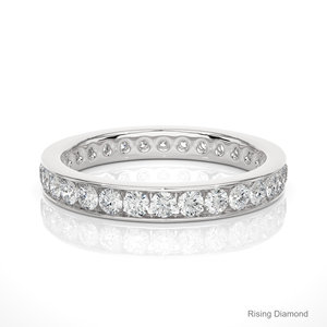 1.04 CTW rond laboratoire cultivé diamant complet éternité ensemble CVD bande de mariage et or Rose anniversaire cadeau anneaux - Product Image 1