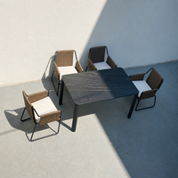 Ensemble de table et chaises de salle à manger d'extérieur résistant aux UV, chaises en corde d'aluminium et table en acier, mobilier de salle à manger pour yacht club et hôtel