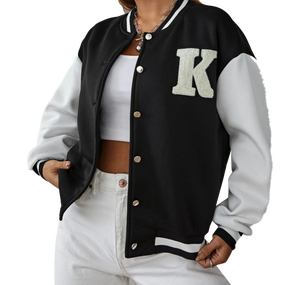 Chaqueta de bombardero icónica de Chicago retro de primavera para hombre con cuello levantado de lona y logotipo en la parte delantera - Product Image 4