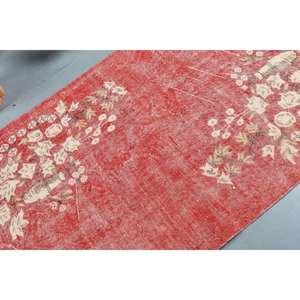 Tapis turc vintage rouge blanc Patchwork Design grande surface 3.6x6,9 pieds laine avec support en latex pour couloir chambre - Product Image 5