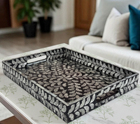 Assiette décorative de luxe rectangulaire en mosaïque, grande taille, faite à la main, de qualité supérieure, avec incrustation de nacre, écologique, lavable et sur mesure