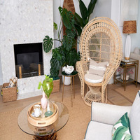 Vietnamesischer Moderner Teak-Rattan-Sessel für Draußen, Wicker-Stuhl mit Kissen, Langlebig, Stapelbar, Umweltfreundlich, Individuelle Farbe, für Schlafzimmer und Garten