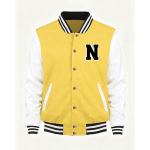 Veste de baseball universitaire pour hommes, veste streetwear à boutons, veste universitaire pour hommes, mélange de coton, manches longues contrastées, veste décontractée - Product Image 1