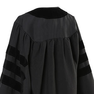 Gaun wisuda band kualitas tinggi untuk topi & gaun kelulusan dokter PhD beludru hitam perguruan tinggi yang disesuaikan - Product Image 5