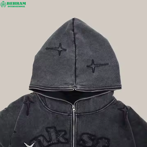 เสื้อฮู้ดดี้ซิปเต็มตัวผ้าคอตตอน 100% หนัก 450 GSM แบบเรียบ  พร้อมปักโลโก้ตามสั่ง  และเสื้อสเวตเชิ้ตแบบดิสเทรส - Product Image 3