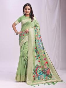 MORNI by Astita fancy designer <b>linen</b> <b>Cotton</b> <b>fabric</b> Saree Dealer in India - Product Image 4