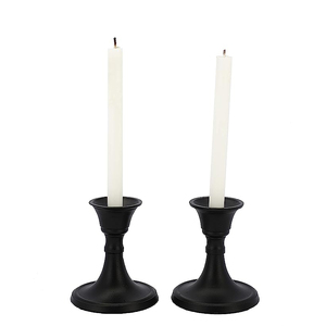 Bougeoir à pilier moyen en métal pour fêtes de mariage Bougeoir en métal en fer pour la décoration de la maison Ensemble fini noir 3 pièces - Product Image 4