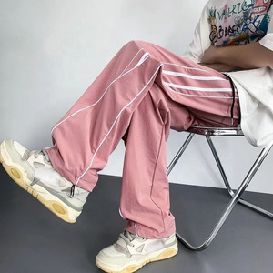 กางเกงระบายอากาศแถบด้านข้างสำหรับทุกเพศกางเกงผ้าไนลอนแบบหลวมเปล่ากันลมป้องกันการยับสำหรับฤดูร้อน - Product Image 2