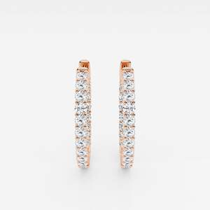 Round Cut Lab Grown <b>Diamond</b> Hoop Earrings 18K Gold Out in Design - Product Image 5