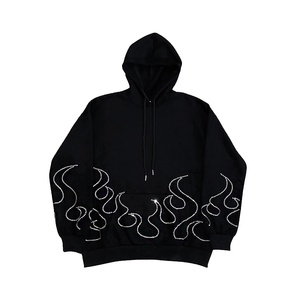 Top tendance vêtements d'hiver pour hommes 2023 sweats à capuche en strass à ourlet effiloché pour hommes sweats à capuche basiques sans ourlet et poches - Product Image 1