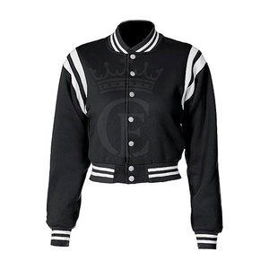 Qualité supérieure Femmes Crop Letterman Veste Séchage Rapide Crop Letterman Veste Manches Longues Crop Letterman Veste - Product Image 1