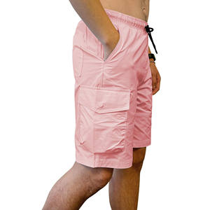Custom <b>Men's</b> Super Soft Cotton <b>Shorts</b> Elastic Waistband Print Logo Comfort Sweat Street Casual <b>Pink</b> Cotton Cargo <b>Shorts</b> - Product Image 4