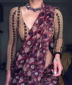 ชุดส่าหรีผ้าฝ้ายพิมพ์ลายจุดจีน - Product Image 4