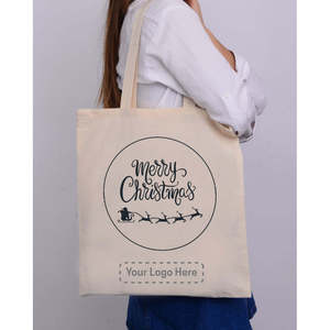 Sac fourre-tout de Noël avec motif Père Noël et rennes en vol, sacs de Noël de couleur unie - Product Image 4