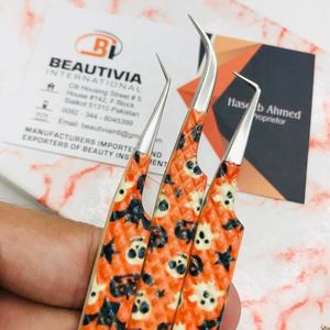 แหนบต่อขนตาสแตนเลสเคลือบกระดาษแบบกำหนดเองแหนบปลายแหลมแบบยั่งยืนฉลากส่วนตัว - Product Image 3