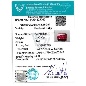 NOVAMART Fine Ruby (Manik)-3.07 Carat Faceted Natural Synthetic Variety Including Emerald <b>Cushion</b> Pear <b>Star</b> Octagon Lab Created - Product Image 4