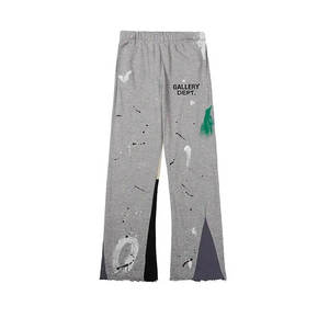 Haute qualité Mohair Flare pantalons de survêtement décontracté Street Wear léger imprimé motif droit plat avant cordon de serrage en gros - Product Image 4