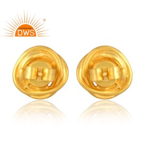 Latest Selling 925 Sterling Silver 18K Gold Plated Aqua Chalcedony Gemstone Stud Earring Demi Fine Jewelry <b>For</b> <b>Women</b> - Product Image 2