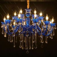 Lámpara de Araña Moderna Europea de Cristal Luminoso Azul, Iluminación Interior para Sala de Estar, Dormitorio, Salón de Banquetes, Material de Vidrio, Fuente de Alimentación CA