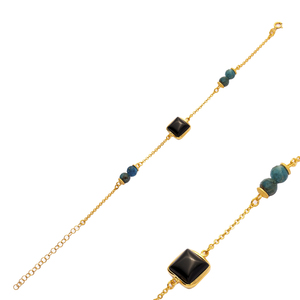 Cuadrado negro cuarzo oro bisel 925 Plata pulsera joyería venta al por mayor hecho a mano 925 joyería esterlina - Product Image 1