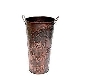 ถังใส่ดอกไม้ประดิษฐ์สำหรับปลูกต้นไม้ในบ้านและนอกอาคารดีไซน์โบราณมีสีเขียวนูนพร้อมด้ามจับทำจากทองเหลือง - Product Image 6