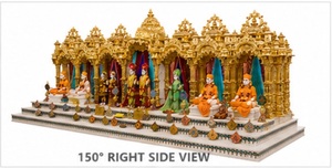 Buy Gold Carved Iskcon Temple Manufacturers Customized Pooja Mandir <b>Cabinets</b> Big BAPS Shri Swaminarayan Mandir for Satsang <b>Halls</b> - Product Image 2