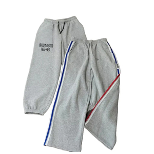 Pantalon de jogging léger en molleton de coton pour homme Pantalon de survêtement unisexe à séchage rapide avec logo personnalisé à rayures latérales surdimensionné et confortable - Product Image 1