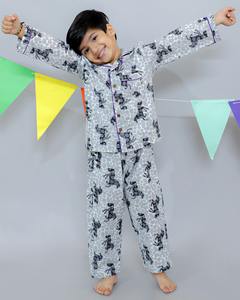 Conjunto de pijama de manga larga de dos piezas de algodón 100% para niños, camisón para niños, ropa de dormir para niños, vestido - Product Image 1
