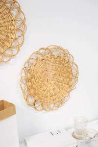 Modern Boho Woven Seagrass Placemat <b>Round</b> Dining <b>Tablemat</b> and Coasters Natural Rattan with New Style for Home Use - Product Image 4