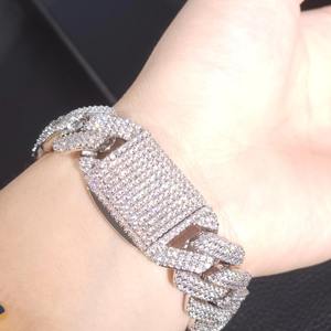 26mm Colorless Moissanite Diamond Iced Out Hip Hop Three Row Cuban <b>Link</b> <b>Bracelet</b> For Women Luxury <b>Fashion</b> At Low Price - Product Image 2