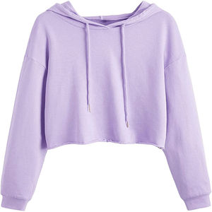 Haute qualité nouveauté coton femmes haut court à capuche 100% coton à manches longues vêtements décontractés mode culture sweats à capuche 2025 - Product Image 6