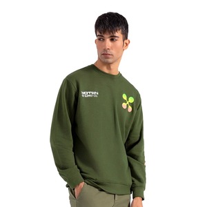 สเวตเชิ้ตคอกลมสำหรับผู้ชายเสื้อกันหนาวผ้าฝ้ายโพลีเอสเตอร์คอกลมพิมพ์ลายกราฟิกทรงโอเวอร์ไซส์ออกแบบโลโก้ได้ตามต้องการ - Product Image 5