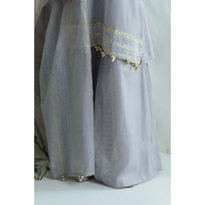Traje FE-52045 de 3 piezas, bordado a mano, con jacquard y Chikan Kari, Salwar Kameez Anarkali de algodón, hecho con tela de lino. - Product Image 5
