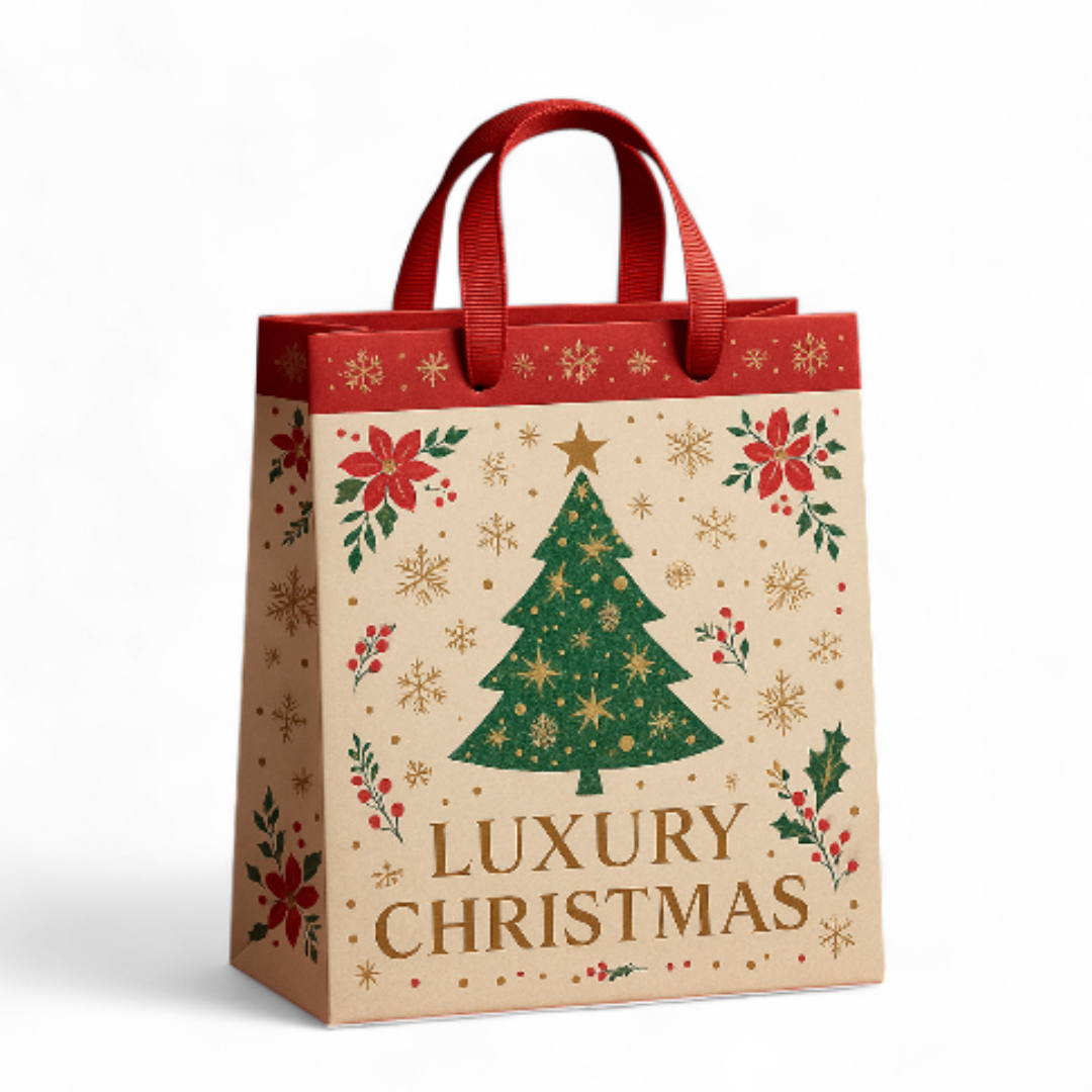 Personalized Christmas Paper Gift Bag Custom Printing For Holiday Packaging Needs