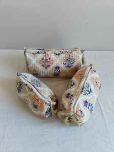 Set Of 3 Cotton Quilted Makeup <b>Bag</b> & <b>Organizer</b> Cotton Toiletry Case <b>Travel</b> <b>Bag</b> Floral Print Makeup <b>Bag</b> Toiletries <b>Organizer</b> <b>Bag</b> - Product Image 4
