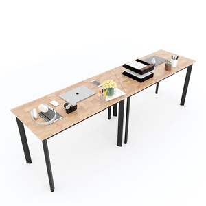 245x60cm Rubber Wood Minimalist <b>Office</b> Furniture Set of 2 Interconnected Trapezoidal <b>Tables</b> HBLG030 - Product Image 3