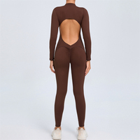Combinaison de Yoga d'entraînement à manches longues zippée de haute qualité pour femmes Sexy Naked Feel Gym Body Combinaison de sport