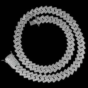 CADENA CUBANA BAGUETA DIAMANTE DE 19MM EN ORO BLANCO - Product Image 2