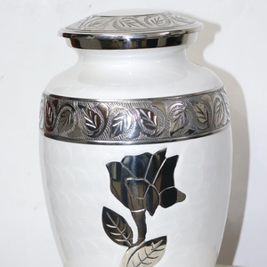 Urna de cremación blanca única con diseño de flores para mantener las cenizas de niños adultos o mascotas, urna de recuerdo proporcionada por HHO DE LA India - Product Image 3