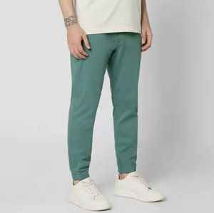 Pantalon de jogging décontracté pour homme en toile 100 % coton épais, couleur unie, taille mi-haute, coupe ample, taille élastique, avec logo personnalisé - Product Image 2