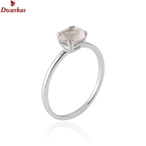 Anillos de Joyería Fina de Lujo Personalizados, Anillo Unisex de Plata de Ley con Cuarzo Rosa, Anillo de Compromiso y Boda con Engaste de Puntas, Certificado - Product Image 2