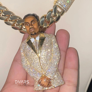 Colgante Personalizado 3D de Rapero para Hombre, Completamente Engastado con Diamantes Cultivados en Laboratorio, Chapado en Oro, Plata 925, Estilo Clásico - Product Image 1