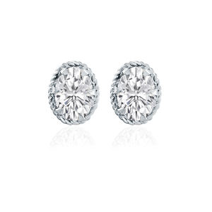 Pendientes Románticos de Plata de Ley con Circonita Cúbica Blanca, Corte Ovalado, Engaste de Puntas, Chapados en Rodio, Regalo para Compromiso, Aniversario, Boda, Fiesta - Product Image 1